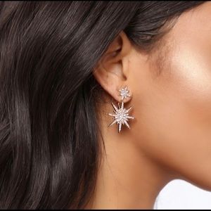 Gold Celestial Earrings with Rhinestones